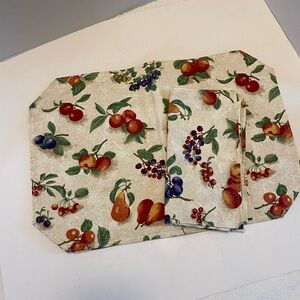 Longaberger Set Of 2 Napkins And 2 Placemats Fruit Medley Gently Used.